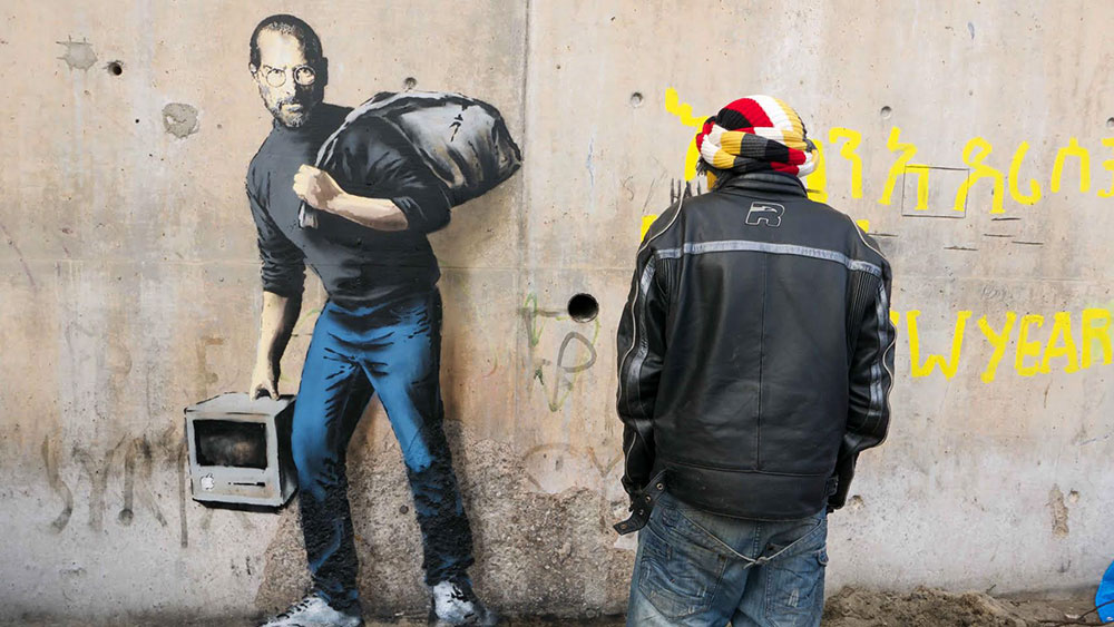 班克斯塗鴉的賈伯斯。圖取自Banksy。.jpg