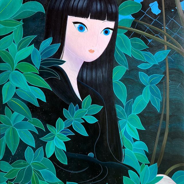 黑貓蜷上我的髮：韓國藝術家Jang_Koal_，清麗俏皮的仕女畫(4).jpg